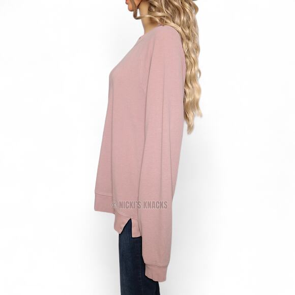 Pink Lily Oversized Microfleece Sweatshirt Soft Cozy Pullover Lounge Top Size L - Picture 3 of 9